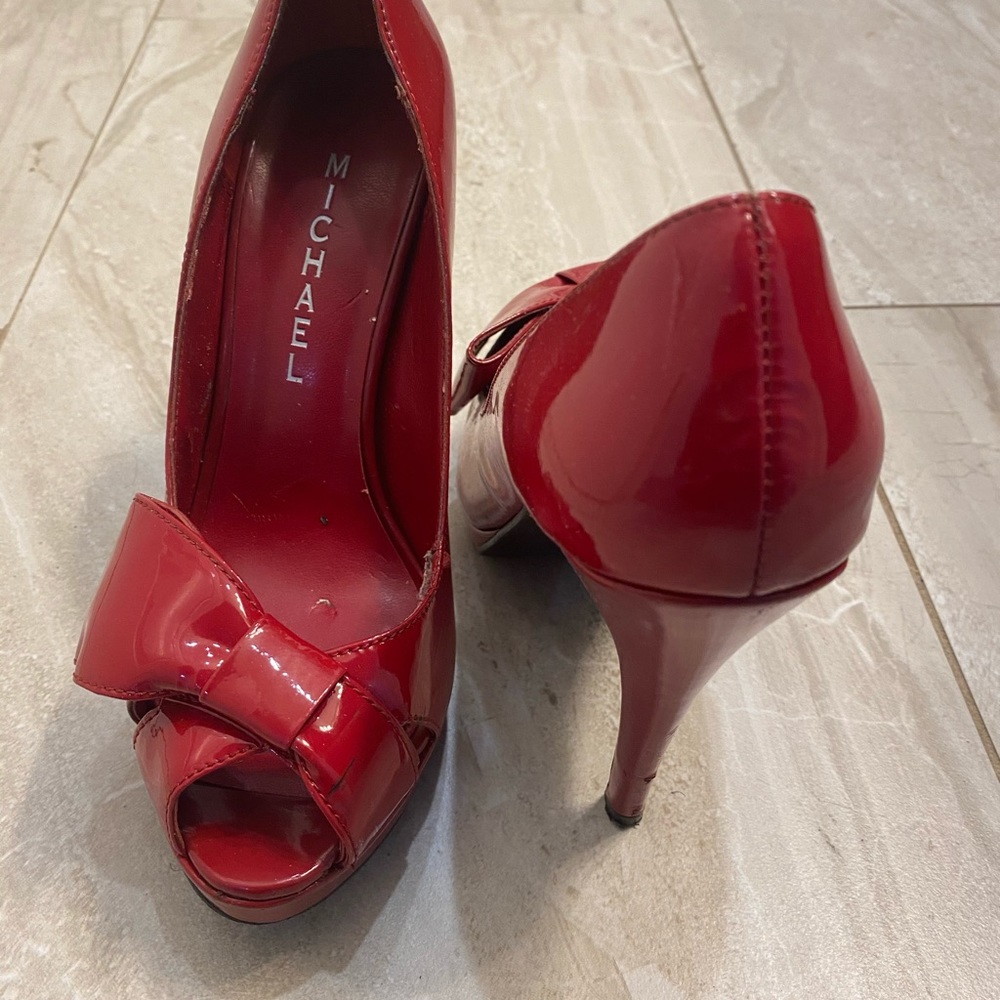 Red patent leather heels